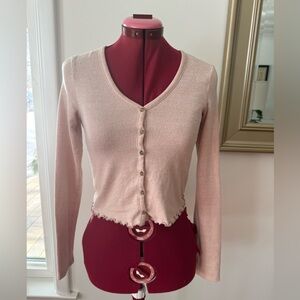 SOFT PINK V-NECK T-SHIRT/CARDIGAN